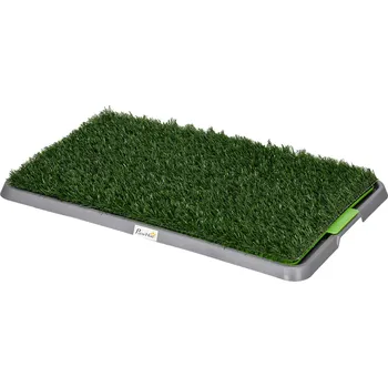 toaleta pro psa PawHut psí toaleta pro psy se 2 travnatými rohožemi, zásobník pro výcvik nočníků, vnitřní venkovní toaleta pro štěňata, zelená 67 x 41 cm | Aosom.de