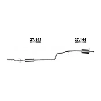 Výfuková trubka Zadni tlumic vyfuku, 1609985680, IZAWIT, 27.144A