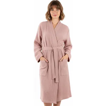 Dámské noční prádlo dámský mušelínový župan Dacca XXL Natur