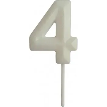 Dortová svíčka Dortisimo Svíčka s elegantním motivem číslo 4 bílá