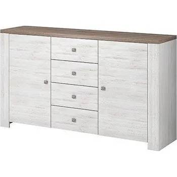 Komoda NAPOLI 06 - komoda 2D4S lamino bílá northland / dub sonom *** VÝPRODEJ