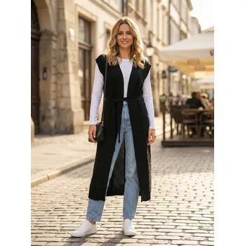 Dámská vesta Dámská prodloužená vesta KIXMI OTYLIA ČERNÁ XS