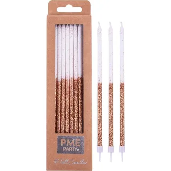 Dortová svíčka Svíčky – Dlouhé rose gold (16 ks) PME