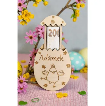 Velikonoční dekorace Dekorace z Řečice Dřevěné velikonoční vajíčko na darování peněz