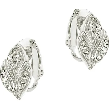 Náušnice Klipsy s motivem listů a krystaly Swarovski Colibra - postříbřené