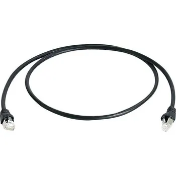 Datový kabel Telegärtner 100007978 RJ45 síťové kabely, propojovací kabely CAT 6A S/FTP 1.00 m černá samozhášecí, s ochranou, párové stínění, dvoužilový stíněný, bez