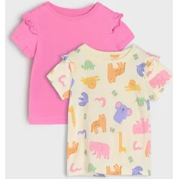 Dívčí oblečení Sinsay - Sada 2 triček - krémová - 437DJ-01X - 437DJ-01X-74