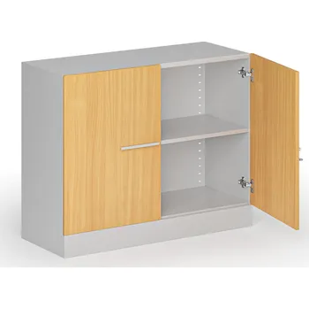 B2B Partner Kovová spisová skříň s dřevěnými dveřmi, demontovaná, 800 x 1000 x 400 mm, buk