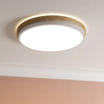 Brilliant G80845/75 Stmívatelné stopní LED svítidlo BAARLO 24W bílé &amp; DŘEVO průměr 35cm