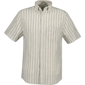 Pánská košile KOŠILE GANT REG COTTON LINEN STRIPE SS SHIRT LIGHT TAUPE