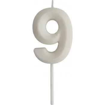 Dortová svíčka Dortisimo Svíčka s elegantním motivem číslo 9 bílá