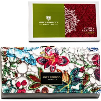 Peněženka Velká, vícebarevná dámská peněženka z přírodní kůže Barva: šedá || vícebarevný