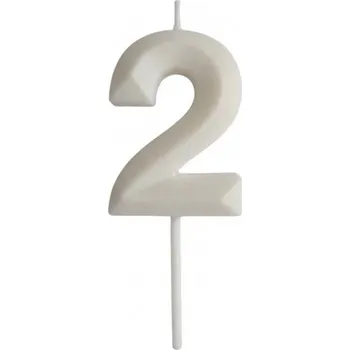 Dortová svíčka Dortisimo Svíčka s elegantním motivem číslo 2 bílá