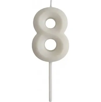 Dortová svíčka Dortisimo Svíčka s elegantním motivem číslo 8 bílá