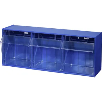 Úložný box Allit 464410 skladové oddělení se sklopnými krabicemi , VarioPlus ProFlip 3, (š x v x h) 600 x 240 x 200 mm, modrá, transparentní, 1 ks