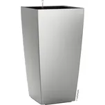 Samozavlažovací květináč Lechuza Cubico 40 x 40 x 75 cm stříbrná včetně zavlažovacího systému, vložky na rostliny, substrátu a ukazatele hladiny vody