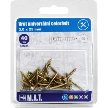 Vrut vrut un.celozávit 3,0x 25mm ZZ (40ks)