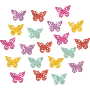 Dekorace Motýlci 20ks mix barev, dřevo 2cm