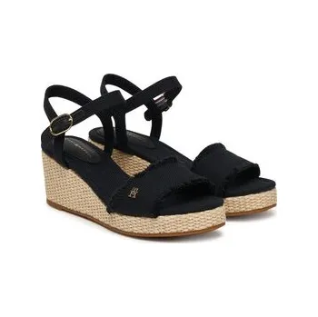Dámské sandále Sandály Tommy Hilfiger Mid Woven Wedge Espad Fringe FW0FW09470 Černá 42