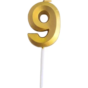 Dortová svíčka Dortisimo Svíčka s elegantním motivem číslo 9 zlatá