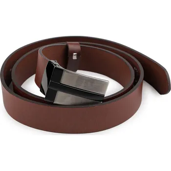 Opasek Pánský kožený pásek z buvolí kůže šíře 3,5 cm hladký, velké, 4 hnědá