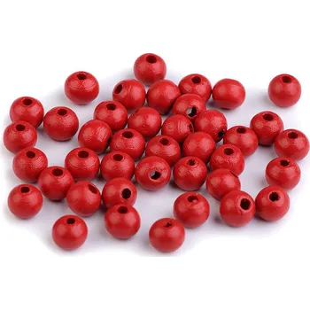 Dřevěné korálky Ø8 mm, střední, 16 červená