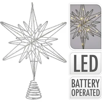 Vánoční dekorace špička na stromek 20LED HVĚZDA 33cm STŘ