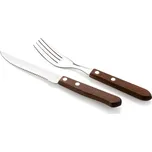 příbor steakový BBQ (6+6ks) nerez, dřev.rukojeť tm.
