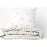 Velikonoční bavlněné povlečení - Kachny s latte kostičkami 140 x 200 a 70 x 90 cm