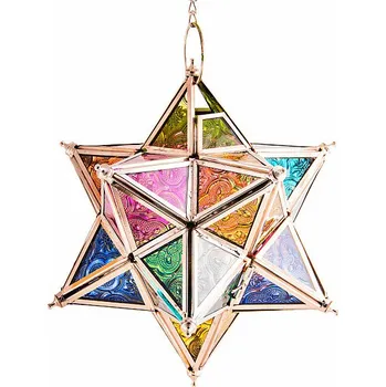 Svícen Svícen kovový závěsný na čajové svíčky Hvězda orientu 15 x 28 cm