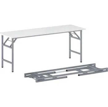 Konferenční stolek Konferenční stůl FAST READY, 170x50 cm, šedostříbrná podnož, bílá