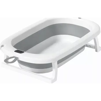 koupací vanička Skládací cestovní vanička pro miminka se sondovým teploměrem – šedá