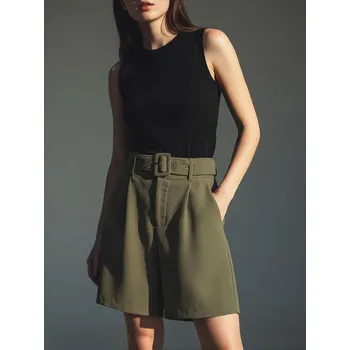 Dámské kraťasy Sinsay - Kraťasy s páskem k uvázání - zelená - 7751X-07X - 7751X-07X-M