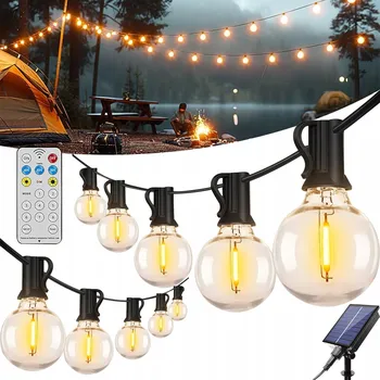 Venkovní osvětlení LED světelný řetěz girlanda, zahradní osvětlení 10m, 12x žárovka, venkovní