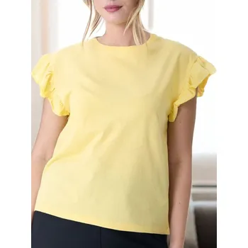 Dámská halenka Sinsay - Bavlněná halenka s volánky - žlutá - 916CG-10X - 916CG-10X-XXS