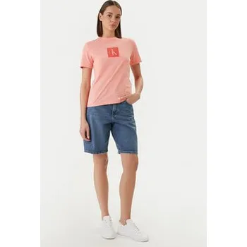Pánská móda Calvin Klein Jeans T-Shirt LV047F819G Oranžová Classic Fit M