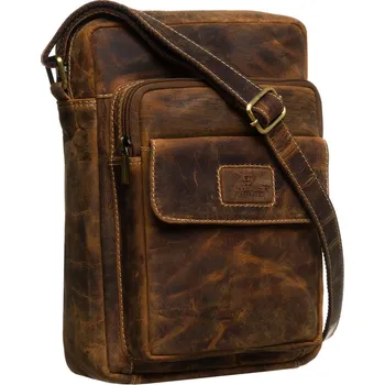 Pánská vintage taška přes rameno z pravé kůže s kapsou na telefon
