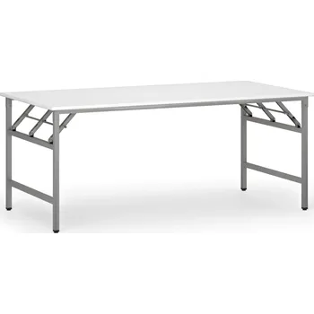 Konferenční stolek Konferenční stůl FAST READY, 180x90 cm, šedostříbrná podnož, bílá