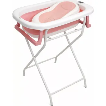 koupací vanička Skládací cestovní vanička s termometrem a skládacím stelařem, růžová