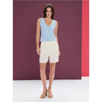 Dámské kraťasy Sinsay - Šortky s puky a příměsí viskózy - béžová - 772GY-02X - 772GY-02X-L