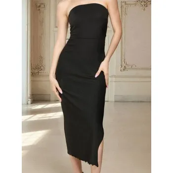 Dámské šaty Sinsay - Midi šaty s rozparkem - černá - 448CH-99X - 448CH-99X-XL