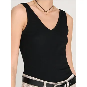 Dámská móda Sinsay - Top z žebrovaného úpletu s výstřihem do V - černá - 663EU-99X - 663EU-99X-XXS