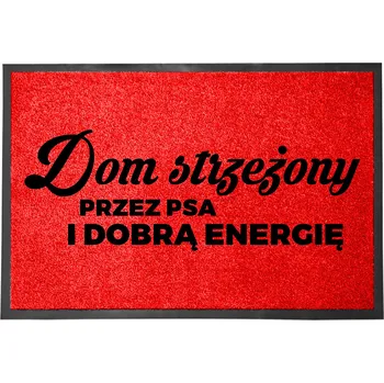 VCHODOVÁ ROHOŽKA ČERVENÁ PŘED DVEŘE 40X60 VTIPNÁ HLÍDÁNO PSEM