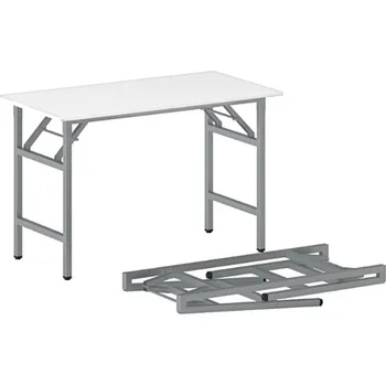 Konferenční stolek Konferenční stůl FAST READY, 120x60 cm, šedostříbrná podnož, bílá