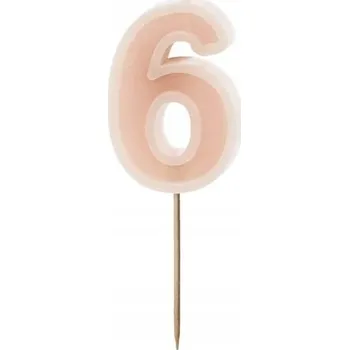 Dortová svíčka Svíčka na dort " Číslice 6", starorůžová , PartyDeco, 10 cm