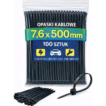 Stahovací páska Černé upínací pásky 7,6×500 mm – silné stahovací pásky100 ks