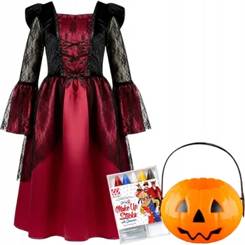 Karnevalový kostým Halloweenský kostým pro děti: ŠATY, košík ve tvaru dýně a PASTELKY na obličej