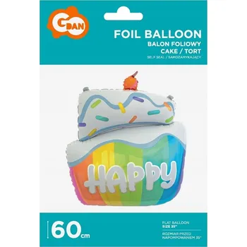 Balónek Balónek na narozeniny dort, barevný, fóliový, narozeninový