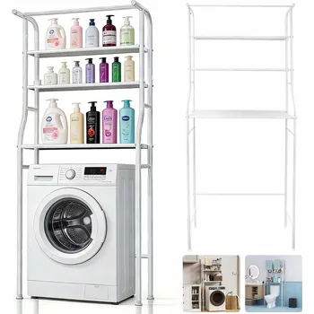 Koupelnový nábytek KOUPELNOVÝ REGÁL NAD PRAČKU 3-PATROVÝ – STOJÍCÍ KOVOVÁ POLICE 165 CM