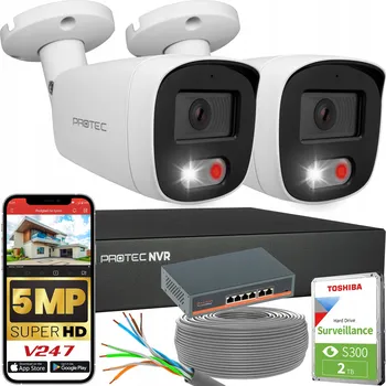 IP kamera Sada pro monitoring 2 IP kamery 5Mpx PoE Switch PoE Detekce HDD 2TB